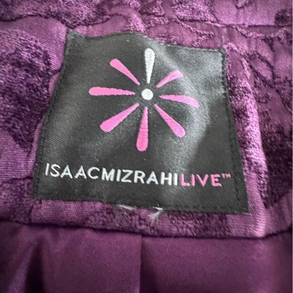 Isaac Mizrahi Live Velvet Scroll Jacquard Snap Front Jacket QVC - Picture 8 of 15